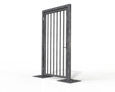 Pedestrian swing gate in frame